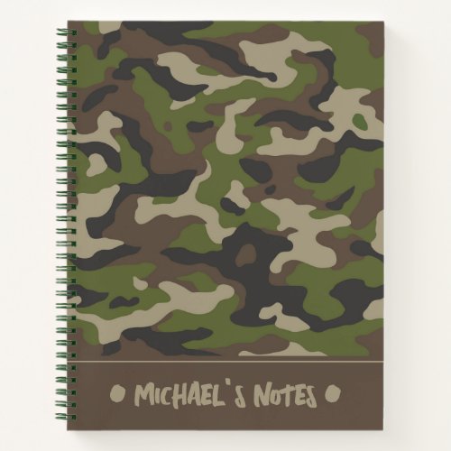 Green Camouflage Pattern  Add Your Name Notebook