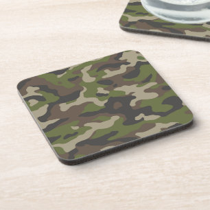 Green Camouflage Pattern Beverage Coaster