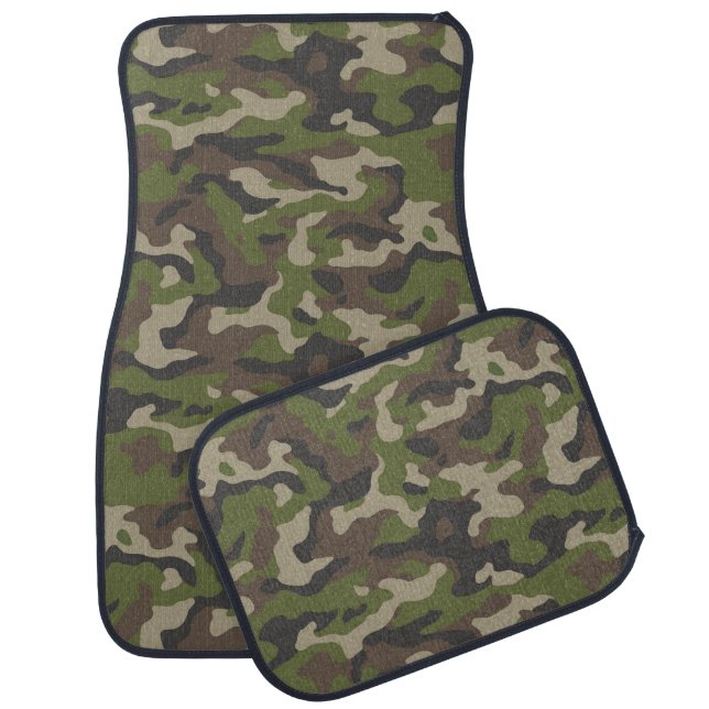 Green Camouflage Pattern Car Floor Mat (Set)