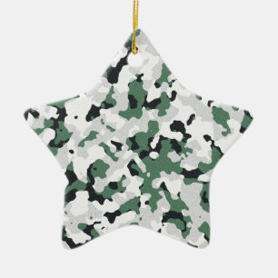 Green camouflage pattern ceramic ornament