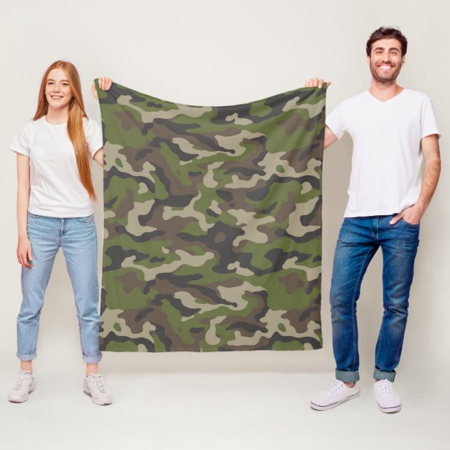 Green Camouflage Pattern Fleece Blanket (In Situ)