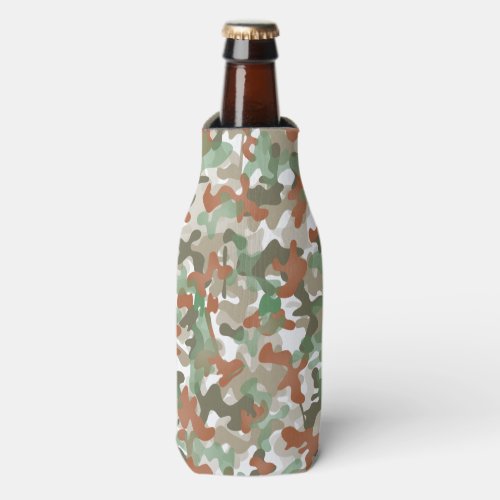 Green Camouflage pattern in earth tones Bottle Cooler