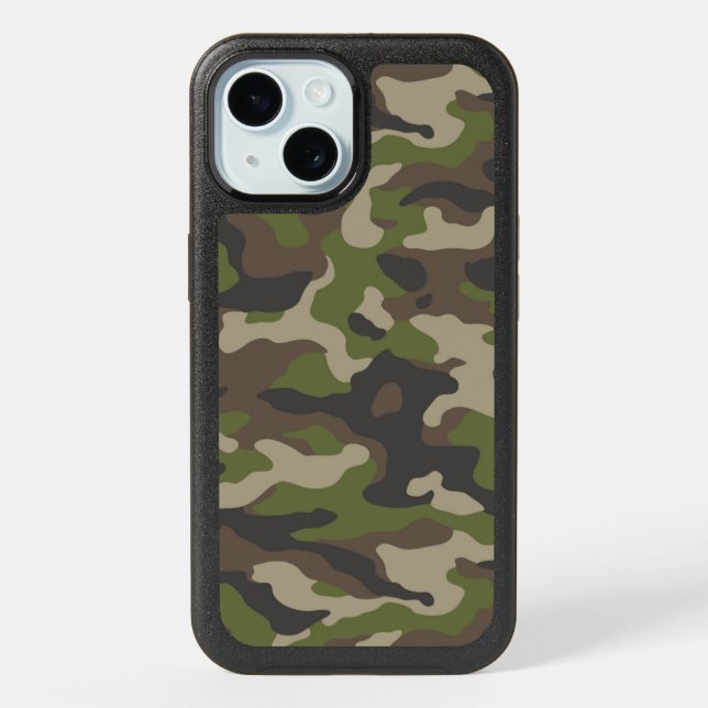 Green Camouflage Pattern iPhone 15 Case (Back)