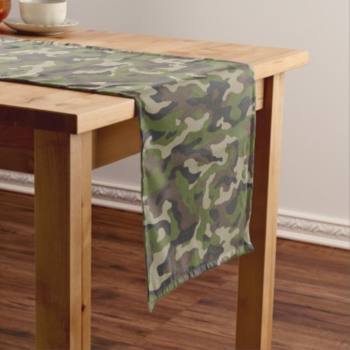 Green Camouflage Pattern Medium Table Runner