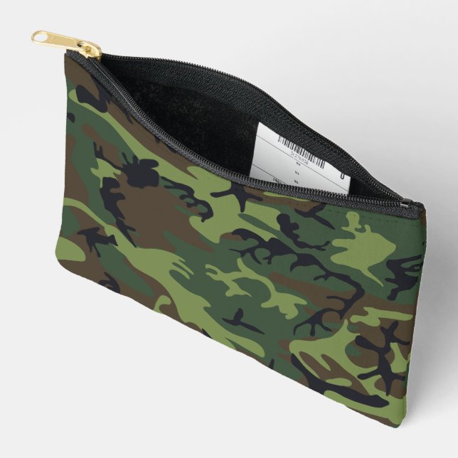 Green Camouflage Pattern, Military Pattern, Army Accessory Pouch (Open)