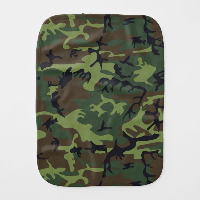 Green Camouflage Pattern, Military Pattern, Army Baby Burp Cloth (Front)