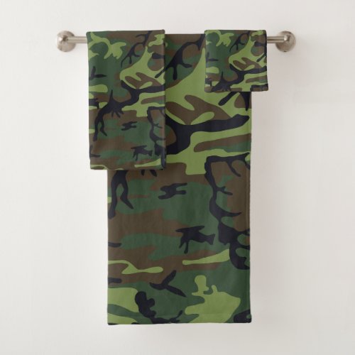 Green Camouflage Pattern Military Pattern Army Bath Towel Set