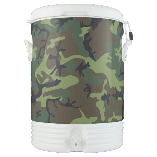 Green Camouflage Pattern, Military Pattern, Army Beverage Cooler (Front)