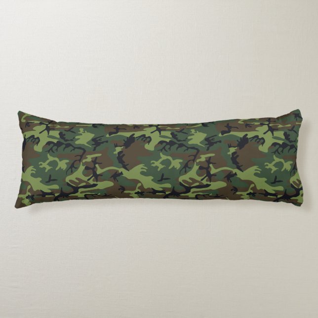 Green Camouflage Pattern, Military Pattern, Army Body Pillow (Front)