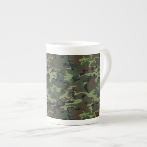 Green Camouflage Pattern Military Pattern Army Bone China Mug