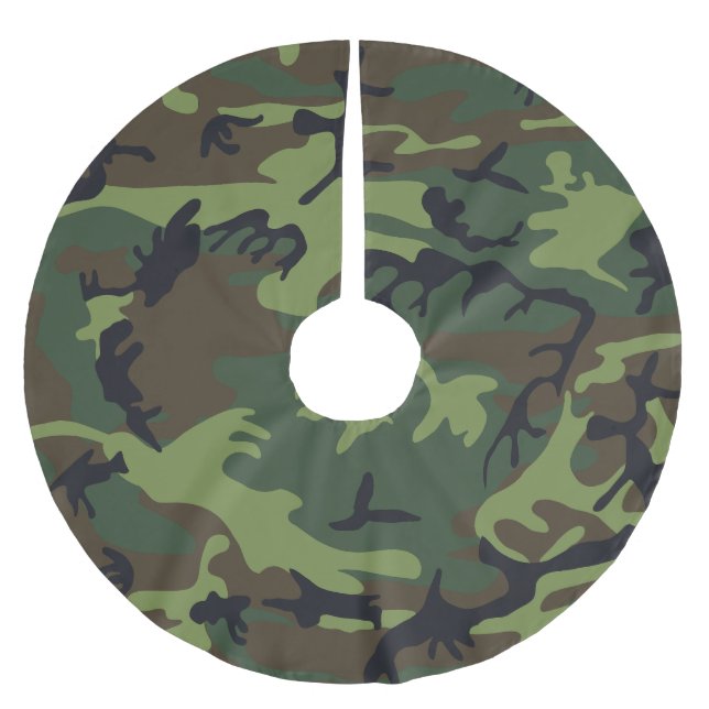 Green Camouflage Pattern, Military Pattern, Army Brushed Polyester Tree Skirt (Front)