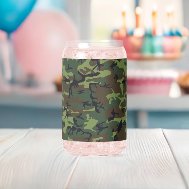 Green Camouflage Pattern, Military Pattern, Army Can Glass (Insitu (Baby Shower))