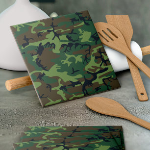 Green Camouflage Pattern, Military Pattern, Army Ceramic Tile