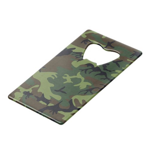 Green Camouflage Pattern Military Pattern Army Credit Card Bottle Opener