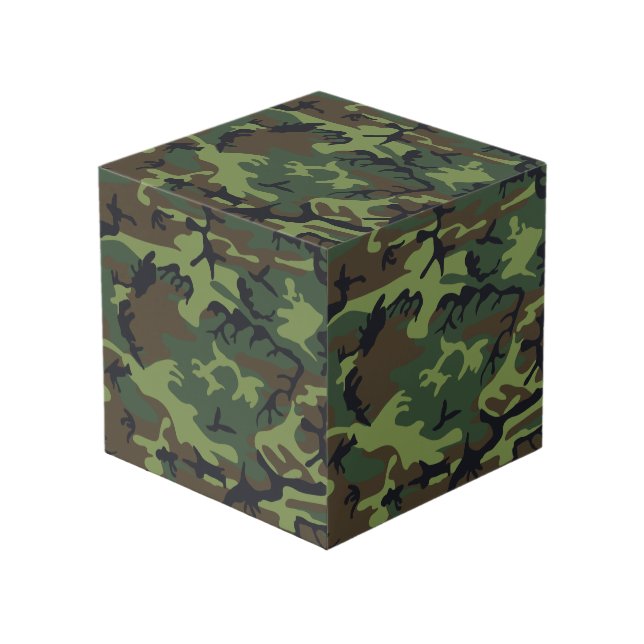Green Camouflage Pattern, Military Pattern, Army Cube (Front Angled)