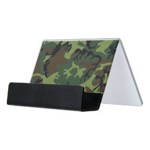 Green Camouflage Pattern, Military Pattern, Army Desk Business Card Holder