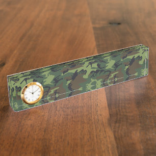 Green Camouflage Pattern, Military Pattern, Army Desk Name Plate