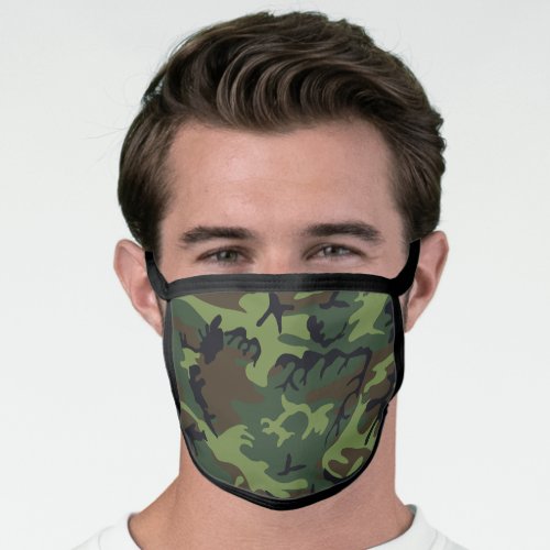 Green Camouflage Pattern Military Pattern Army Face Mask