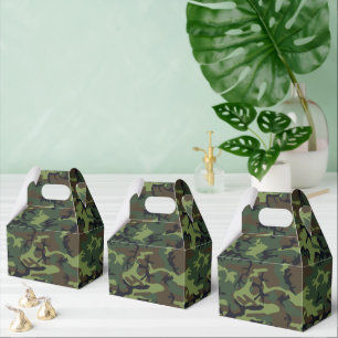 Green Camouflage Pattern, Military Pattern, Army Favor Boxes