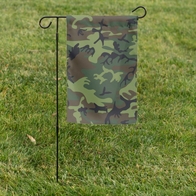 Green Camouflage Pattern, Military Pattern, Army Garden Flag (In SItu)