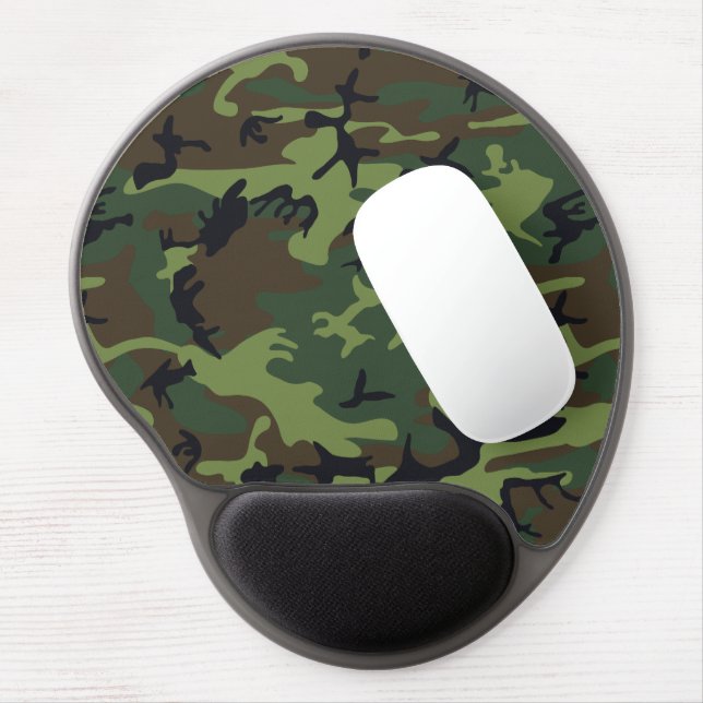 Green Camouflage Pattern, Military Pattern, Army Gel Mouse Pad (Left Side)