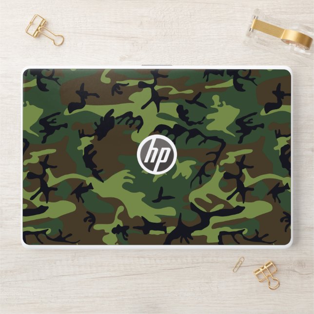 Green Camouflage Pattern, Military Pattern, Army HP Laptop Skin (Desk)
