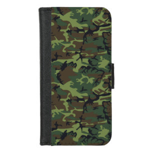 Green Camouflage Pattern, Military Pattern, Army iPhone 8/7 Wallet Case