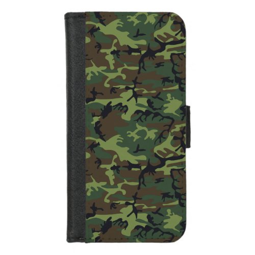 Green Camouflage Pattern Military Pattern Army iPhone 87 Wallet Case