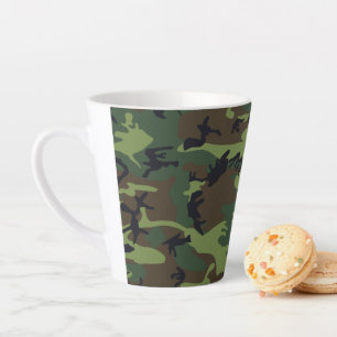 Green Camouflage Pattern, Military Pattern, Army Latte Mug