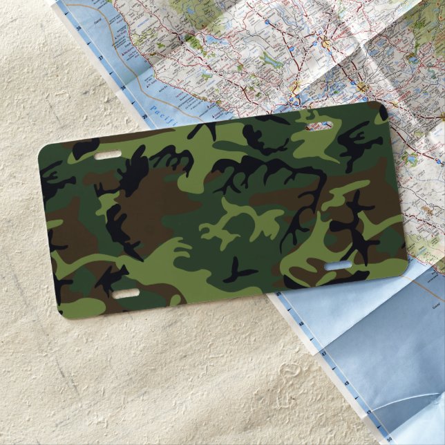 Green Camouflage Pattern, Military Pattern, Army License Plate (In Situ)