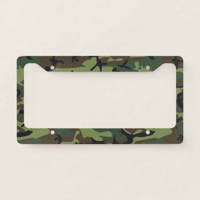 Green Camouflage Pattern, Military Pattern, Army License Plate Frame (Front)