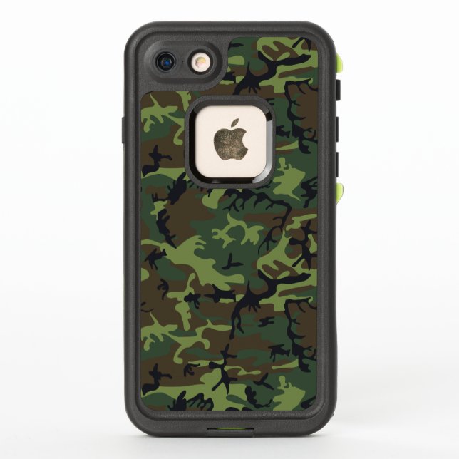 Green Camouflage Pattern, Military Pattern, Army LifeProof iPhone Case (Back)