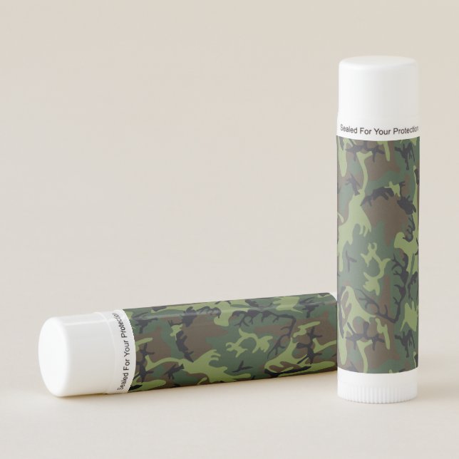 Green Camouflage Pattern, Military Pattern, Army Lip Balm (Front)