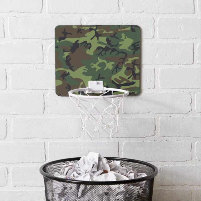 Green Camouflage Pattern, Military Pattern, Army Mini Basketball Hoop (In Situ)