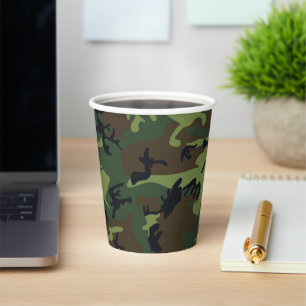 Green Camouflage Pattern, Military Pattern, Army Paper Cups