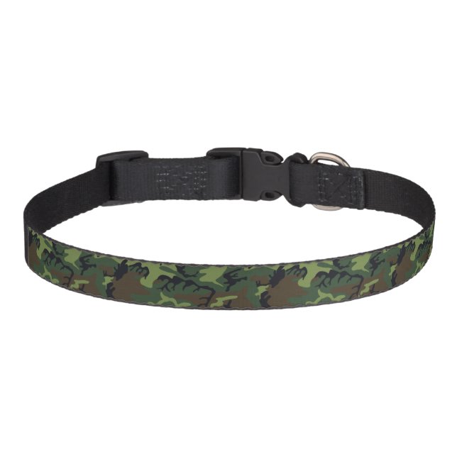 Green Camouflage Pattern, Military Pattern, Army Pet Collar (Front)