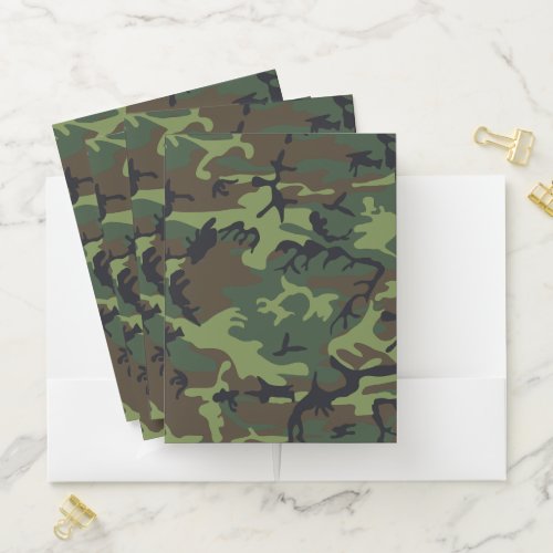 Green Camouflage Pattern Military Pattern Army Pocket Folder