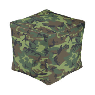 Green Camouflage Pattern, Military Pattern, Army Pouf