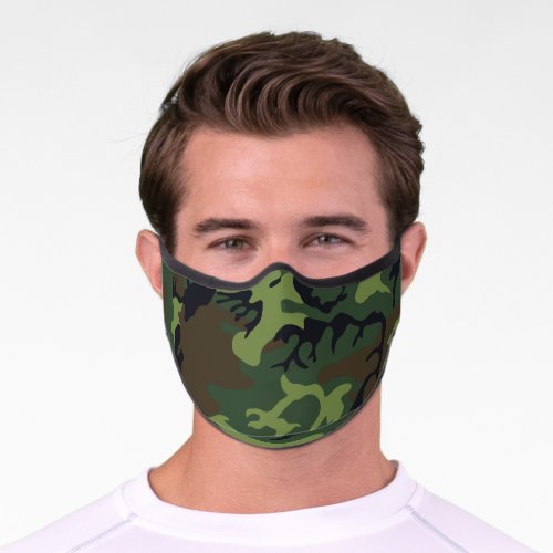 Green Camouflage Pattern Military Pattern Army Premium Face Mask