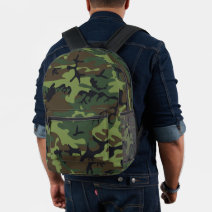 Military Green Woodland Camouflage Custom Name  Printed Backpack