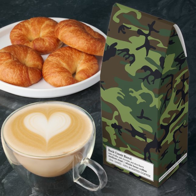 Green Camouflage Pattern, Military Pattern, Army Roasted Coffee (Breakfast)