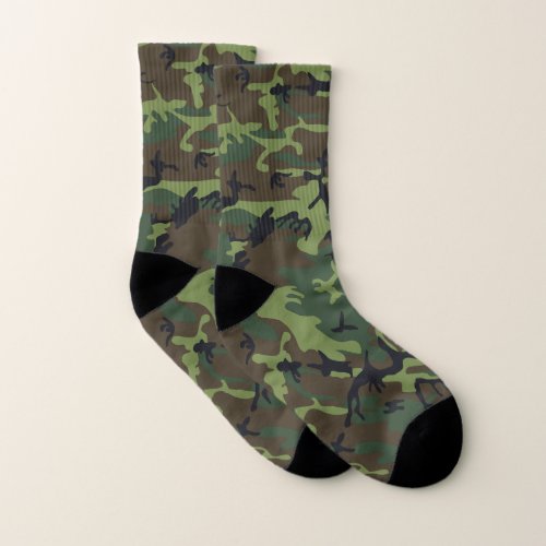 Green Camouflage Pattern Military Pattern Army Socks