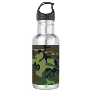 Green Camouflage Pattern, Military Pattern, Army Stainless Steel Water Bottle