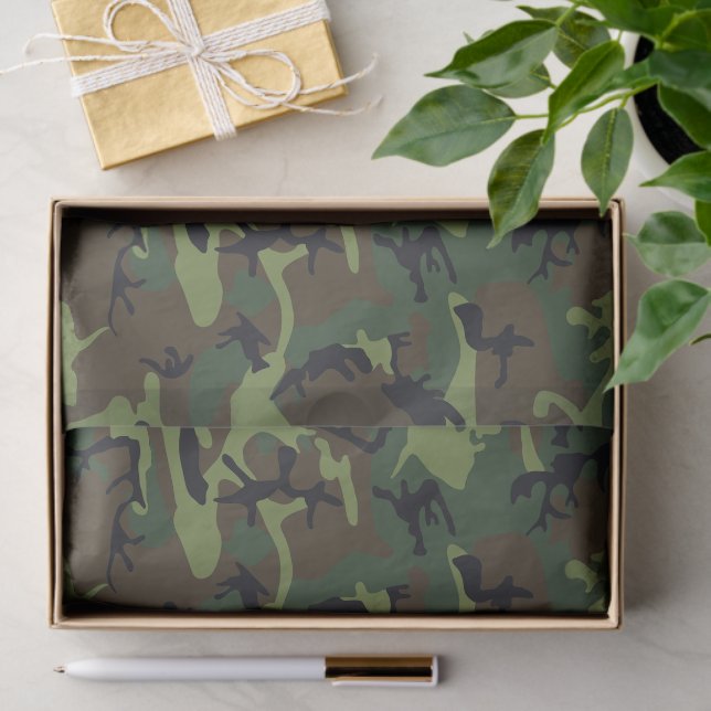 Green Camouflage Pattern, Military Pattern, Army Tissue Paper (Gift)