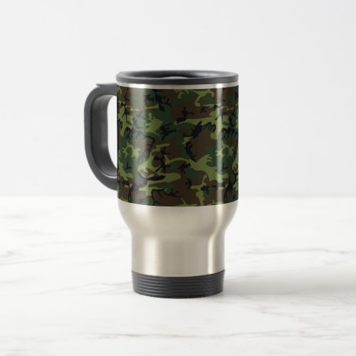 Green Camouflage Pattern Military Pattern Army Travel Mug
