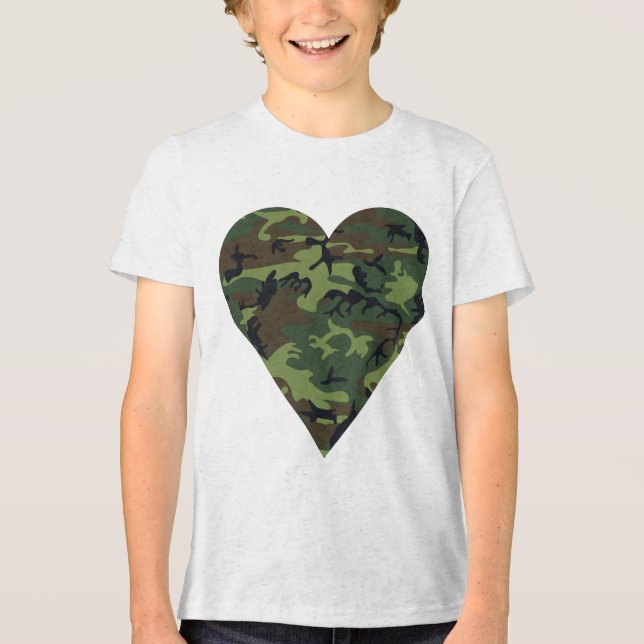 Green Camouflage Pattern, Military Pattern, Army Tri-Blend Shirt (Front)