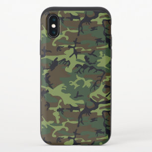 Green Camouflage Pattern, Military Pattern, Army iPhone XS Slider Case