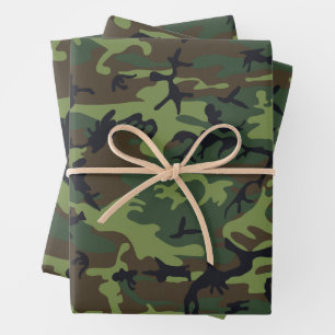 Green Camouflage Pattern, Military Pattern, Army Wrapping Paper Sheets