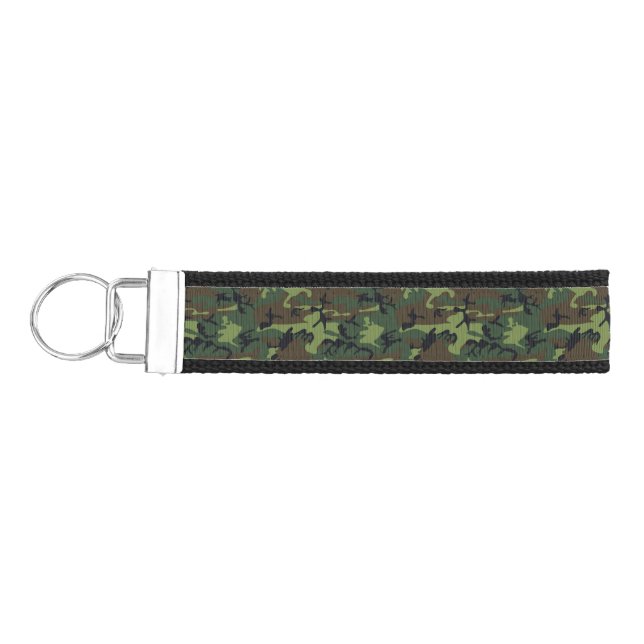 Green Camouflage Pattern, Military Pattern, Army Wrist Keychain (Keys on Left)