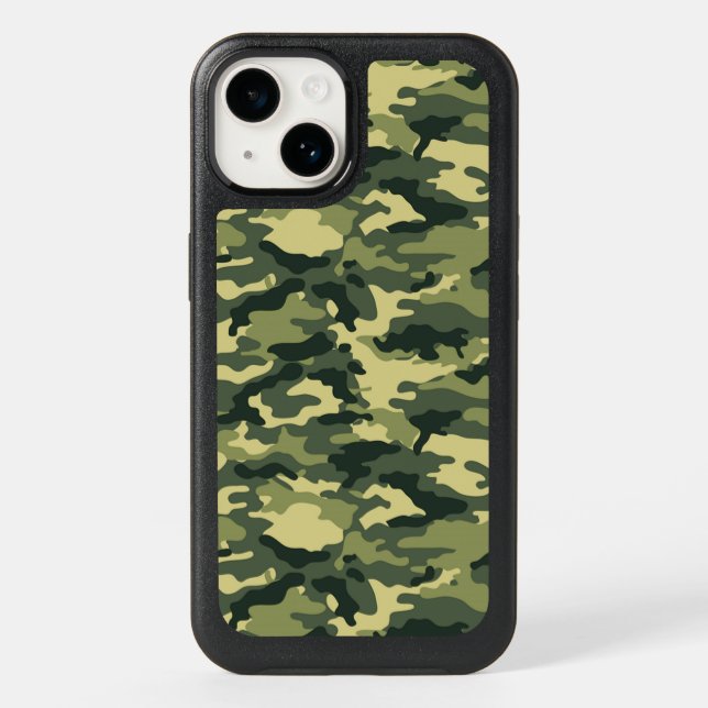 Green Camouflage Pattern Otterbox iPhone 14 Case (Back)